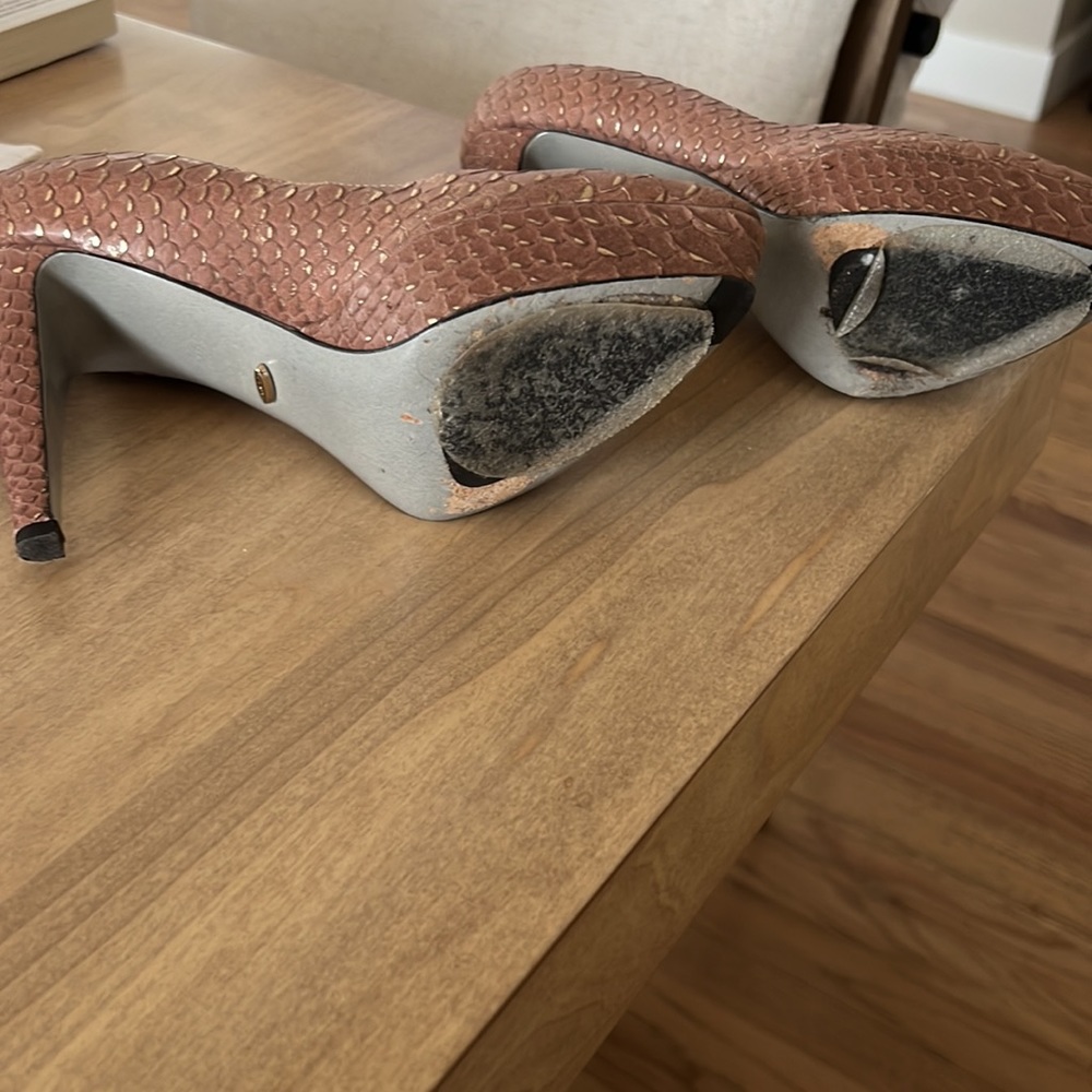 Sergio Rossi Python Brown And Gold Platform Pump - image 7